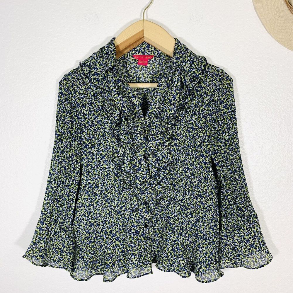 Sunny Leigh  ruffle button boho blouse size small women’s